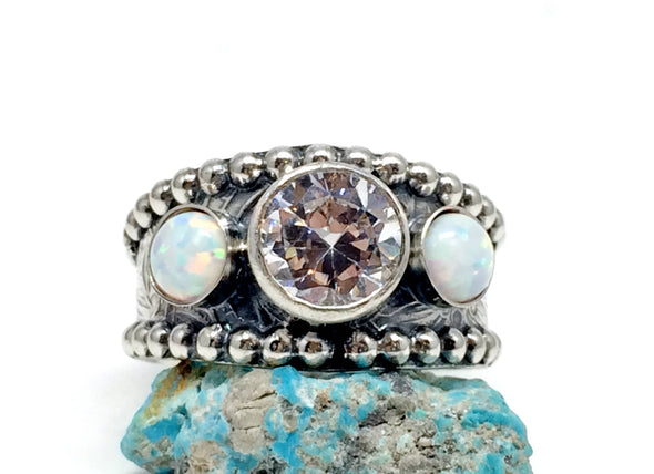Opal western wedding ring