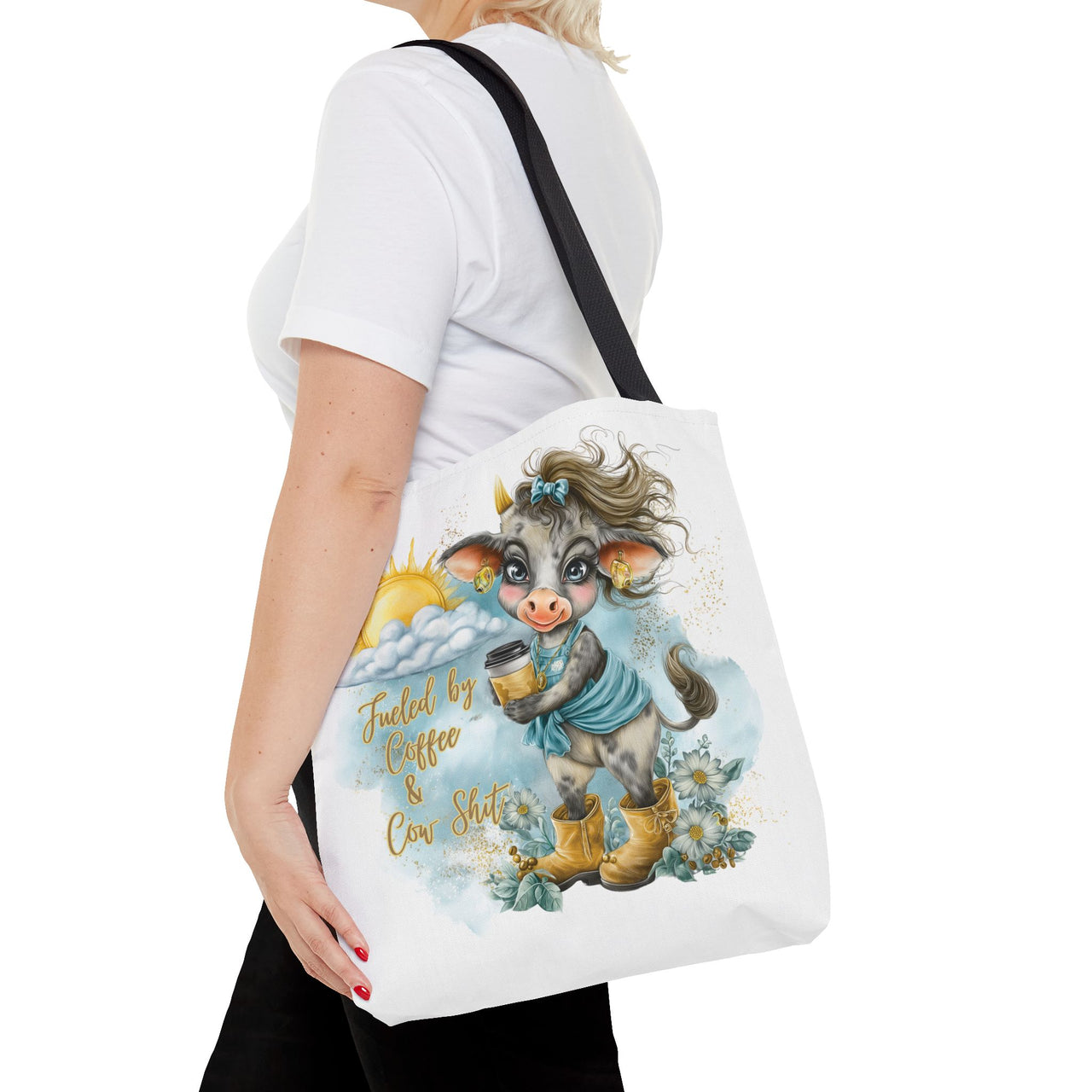 Cute Cow Fueled by CoffeeTote Bag