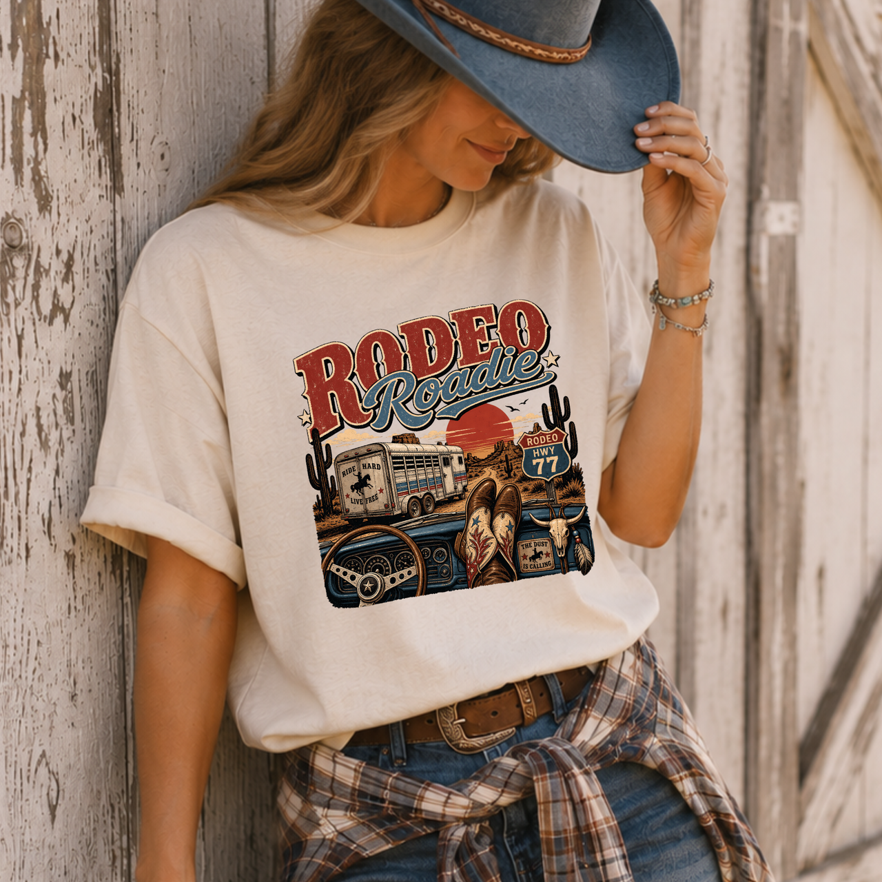Rodeo Roadie Vintage Western Truck & Rider Tee