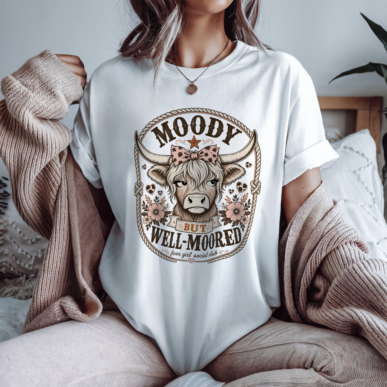 Moody But Well-Moored Cow Graphic T-Shirt
