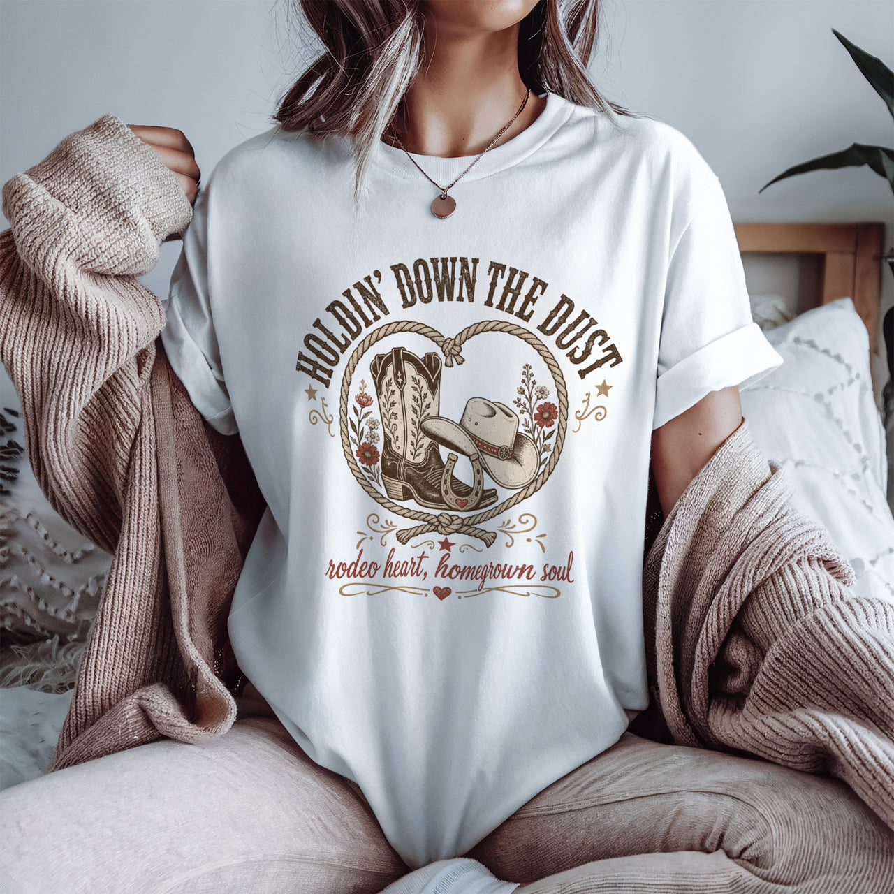 Holdin' Down The Dust Cowboy T-Shirt — Rodeo Heart, Homegrown Soul