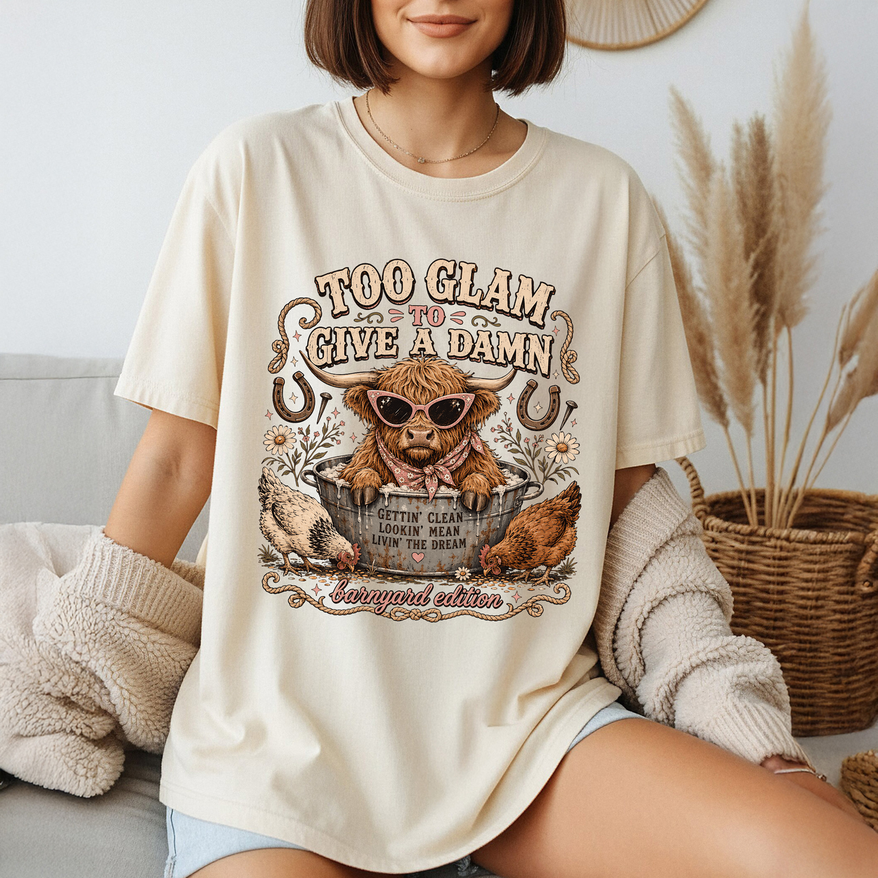 Too Glam to Give a Damn Cow Graphic T-Shirt