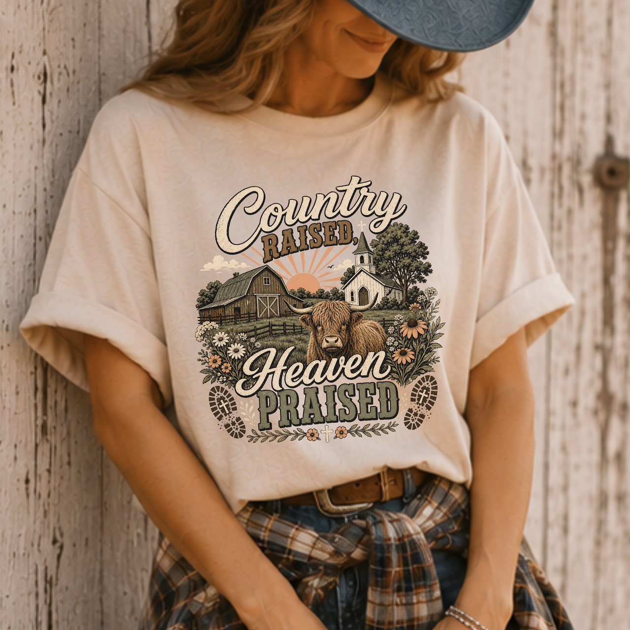 Country Raised Heaven Praised T-Shirt