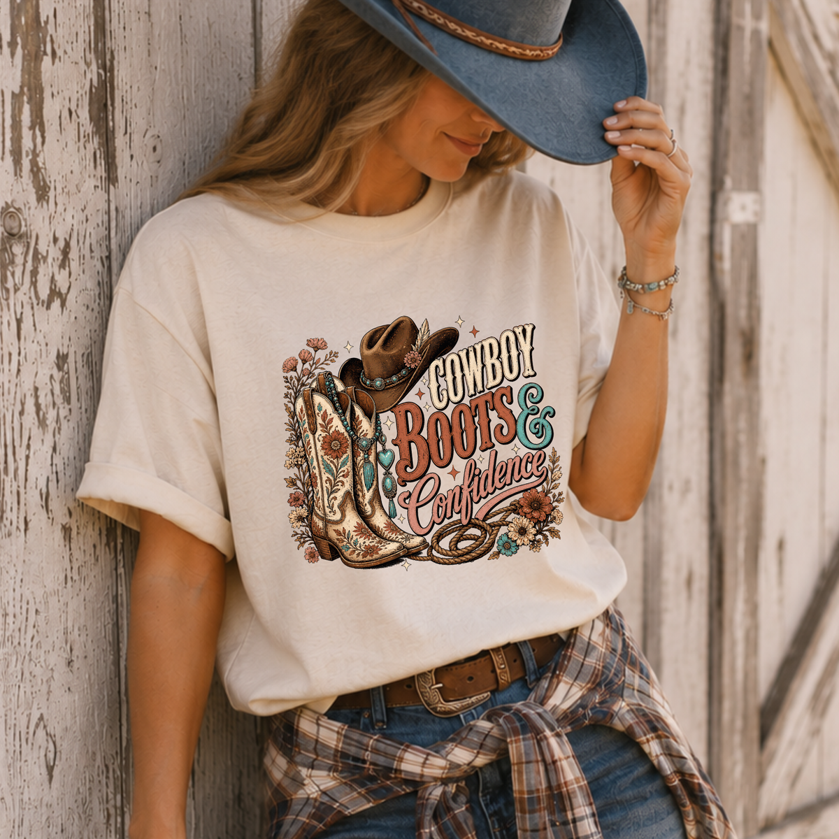 Cowboy Boots & Confidence Graphic T-Shirt