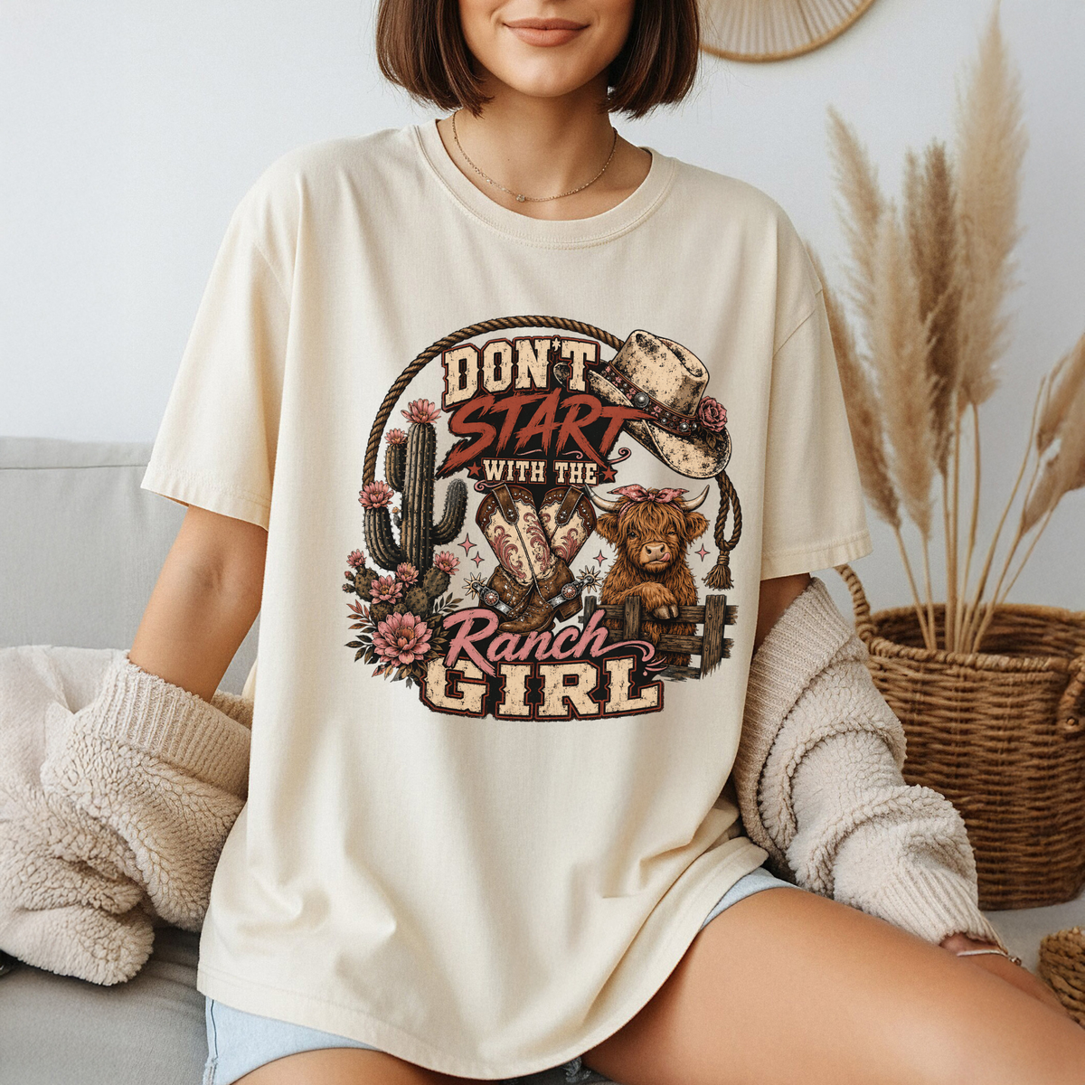 Don’t Start With The Ranch Girl” Western Tee