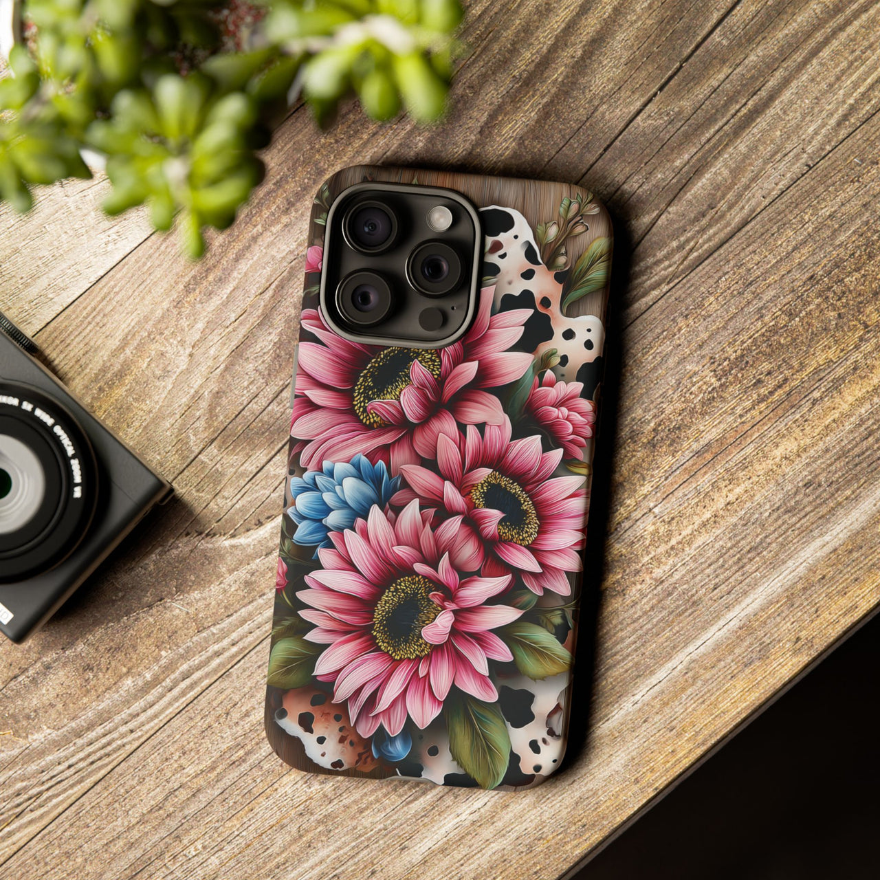 Floral Cow Print Phone Case