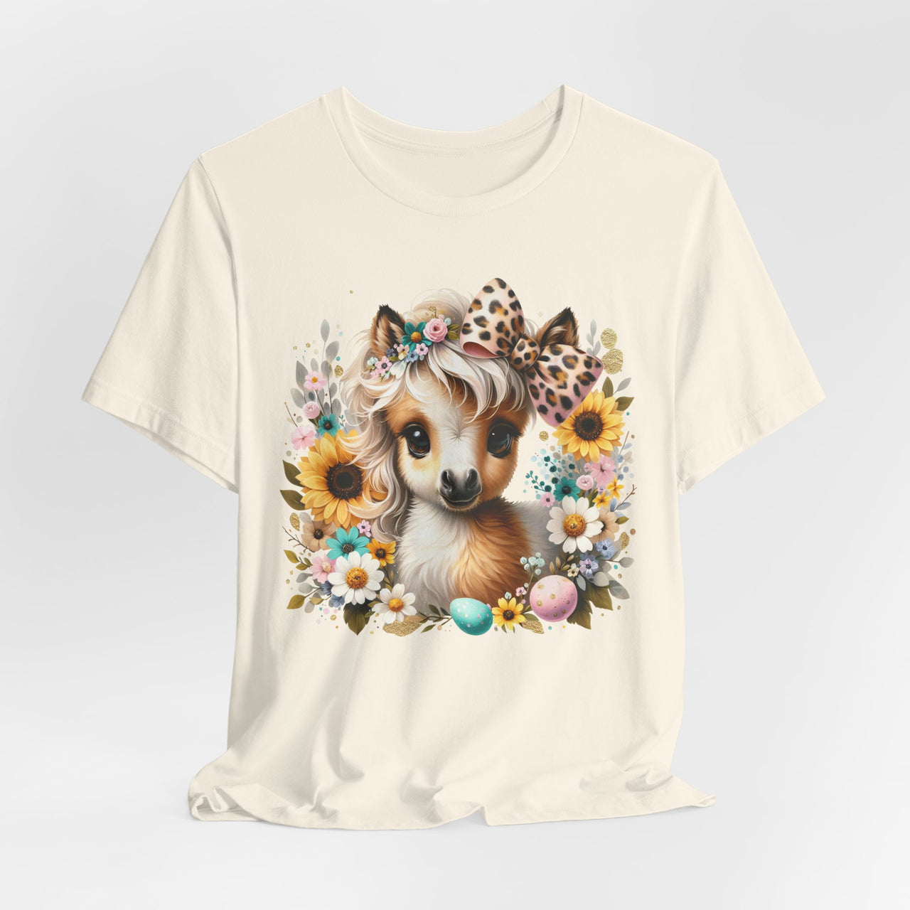 Pony Floral Tee — Cute Pony with Sunflowers & Easter Eggs