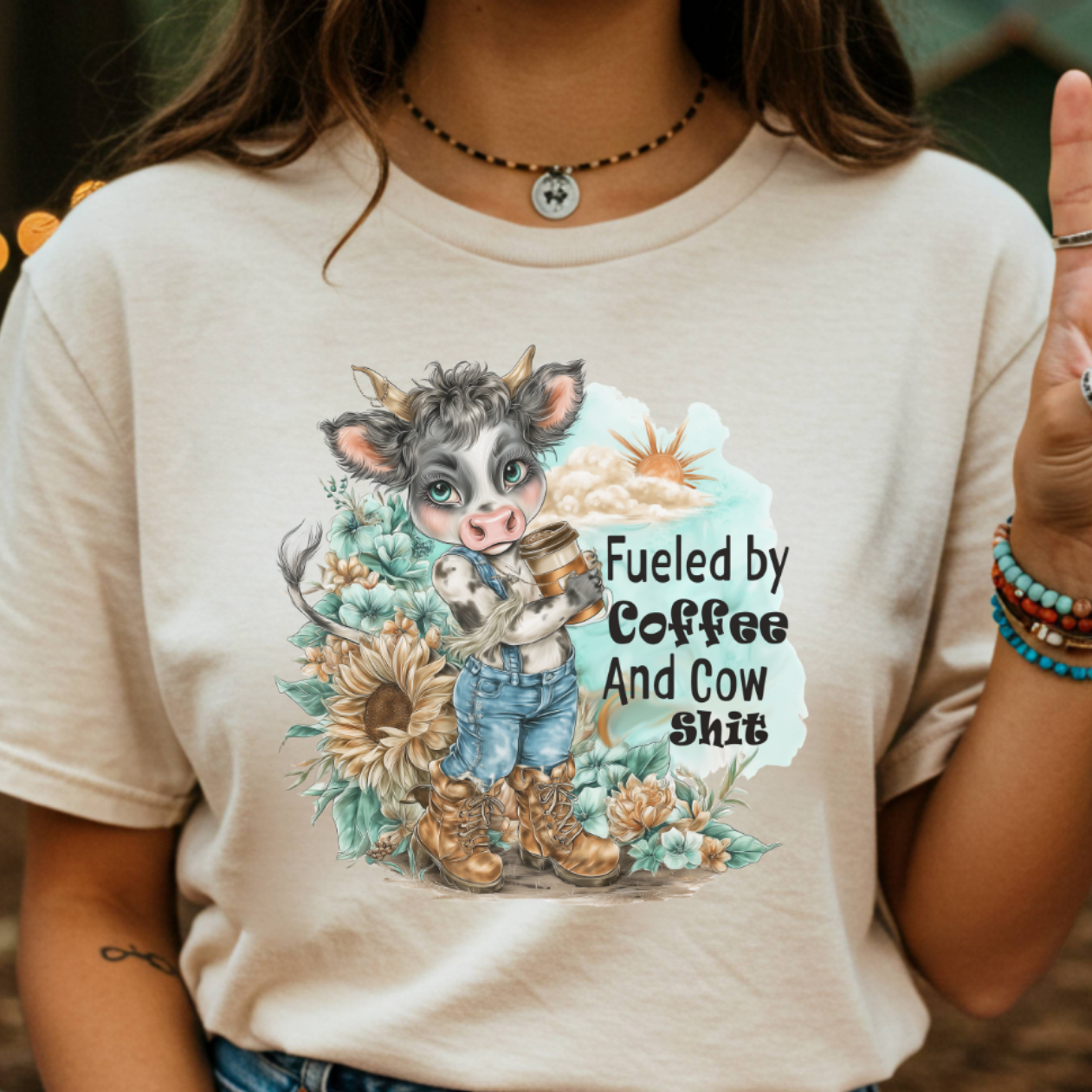 Coffee & Cow Shit Tee — Cute Farm Cow Graphic T-Shirt