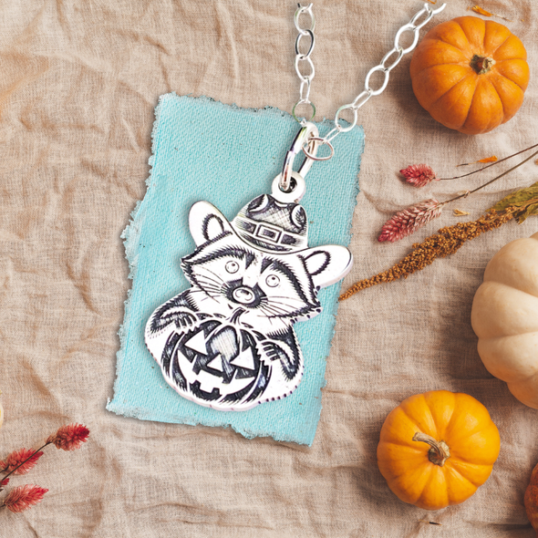 Cowboy Raccoon Halloween Pendant