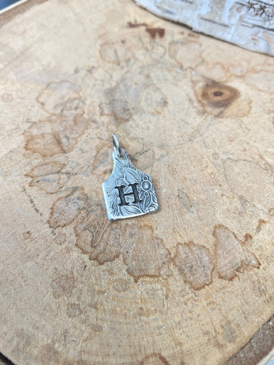 Cow tag letter H charm