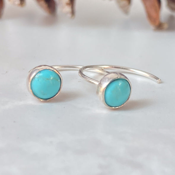 Sterling Silver Turquoise Huggy Hoop Earrings