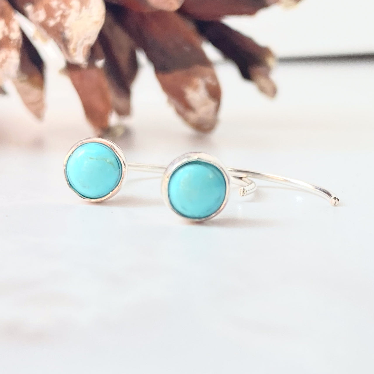 Sterling Silver Turquoise Huggy Hoop Earrings