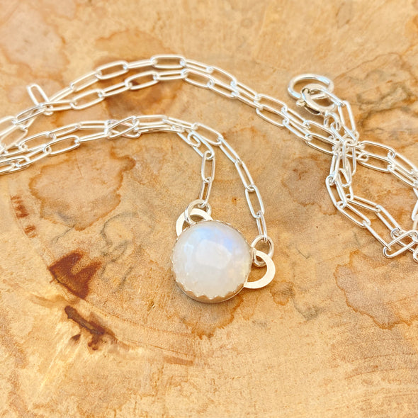 Sterling Silver Rainbow Moonstone Necklace