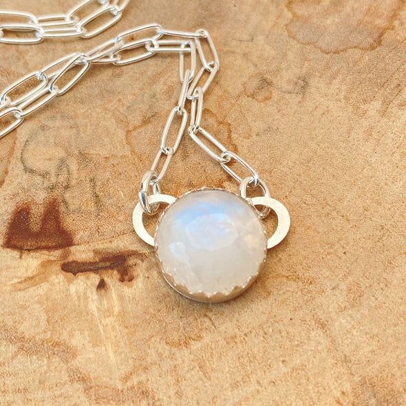 Sterling Silver Rainbow Moonstone Necklace