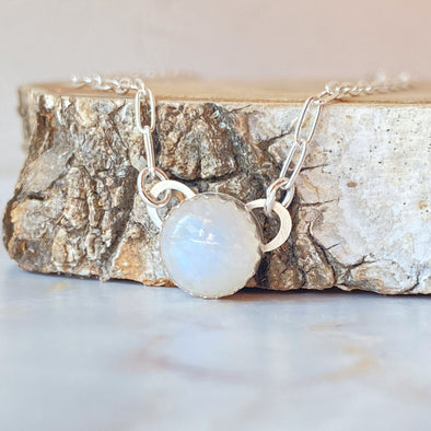 Sterling Silver Rainbow Moonstone Necklace