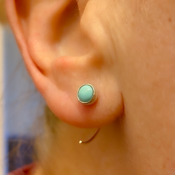 Sterling Silver Turquoise Huggy Hoop Earrings