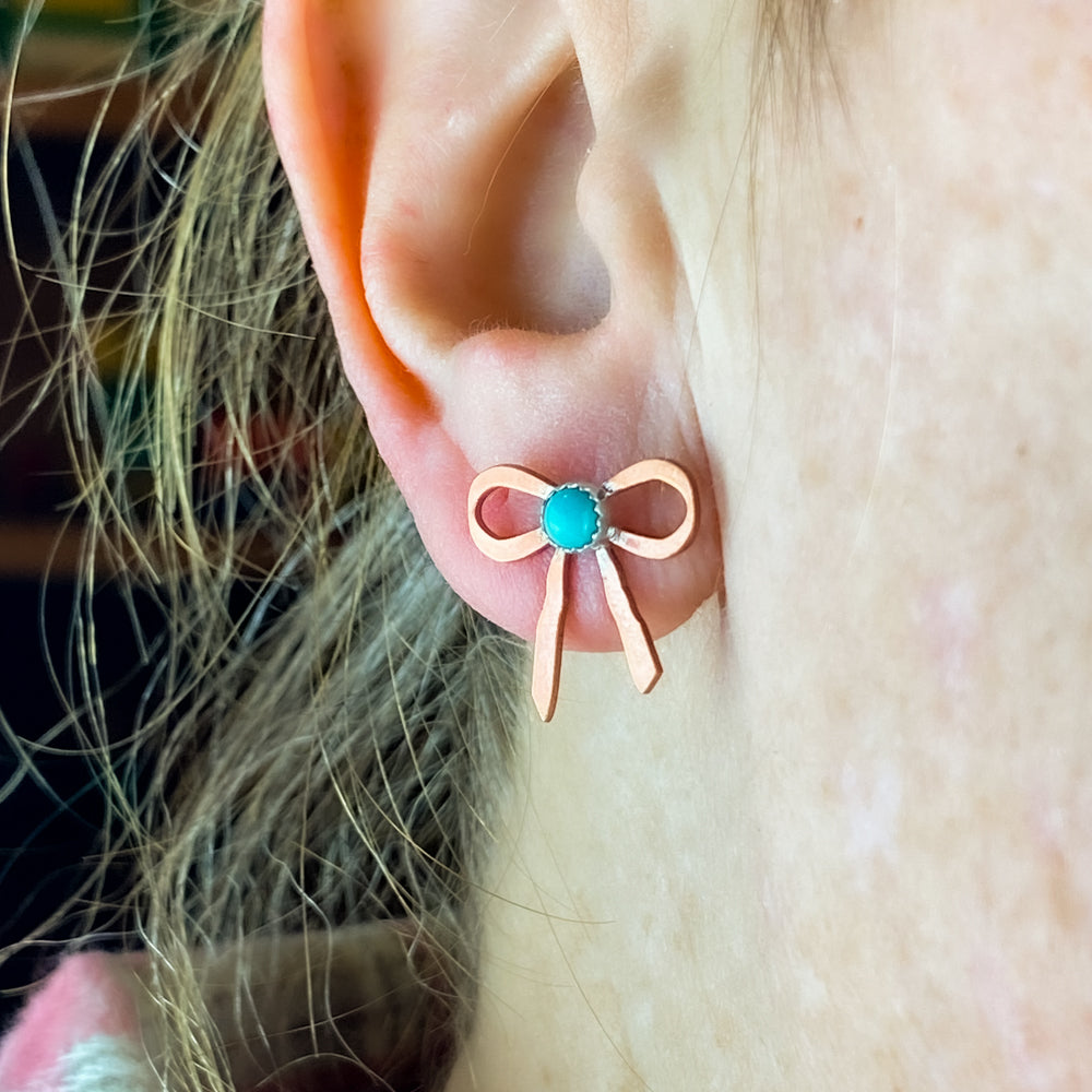 Copper Bow Stud Earrings