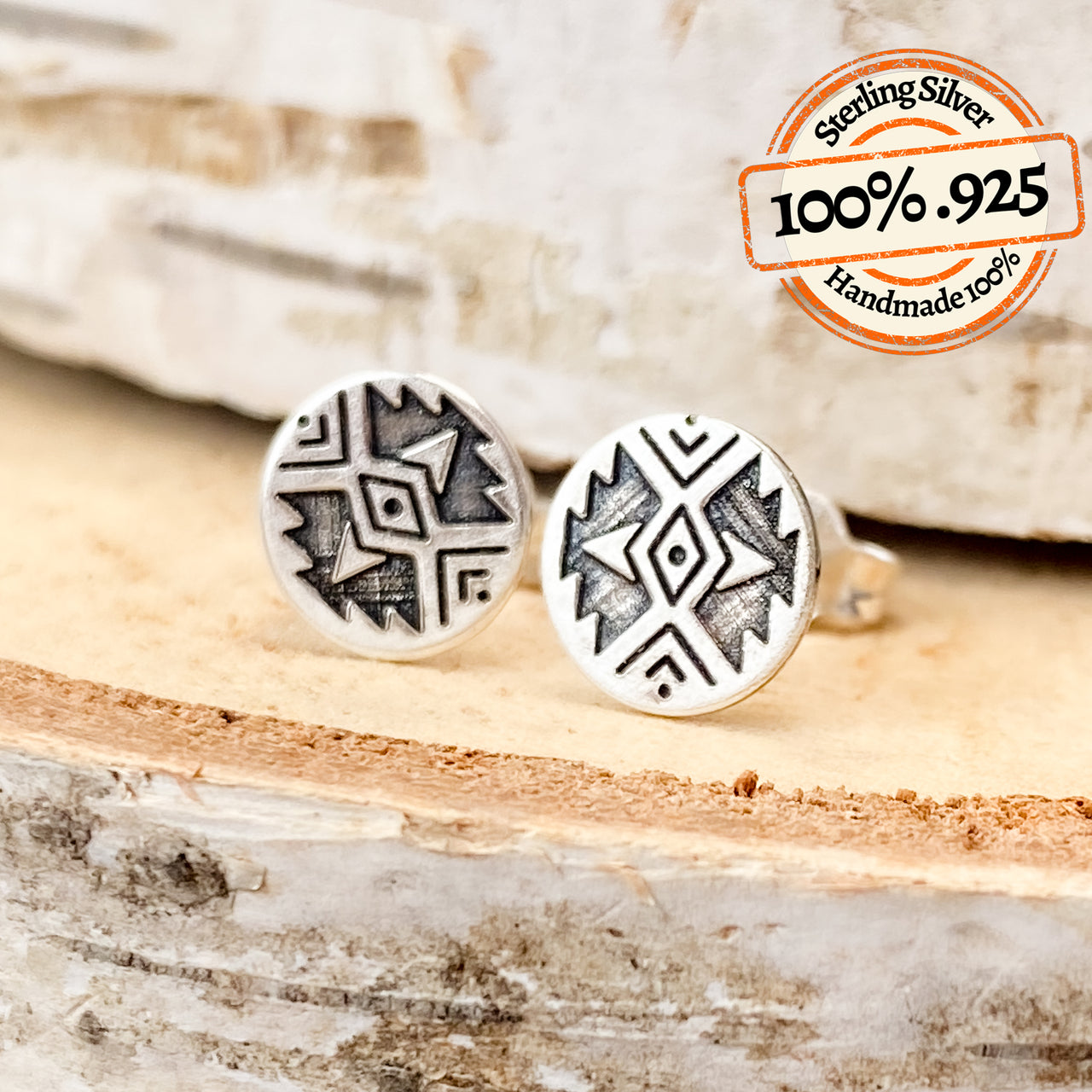 Tribal Chic: Vintage-Inspired Silver Stud Earrings