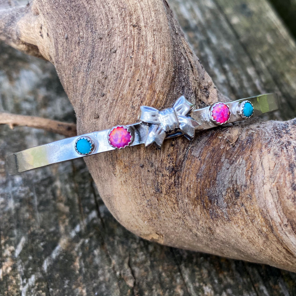 Opal & Turquoise Bow Cuff Bracelet