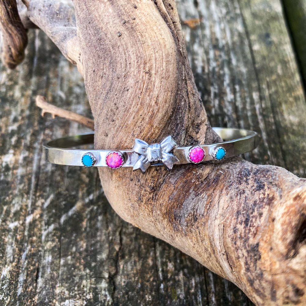 Opal & Turquoise Bow Cuff Bracelet