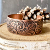 Copper Cuff bracelet with leaf texture