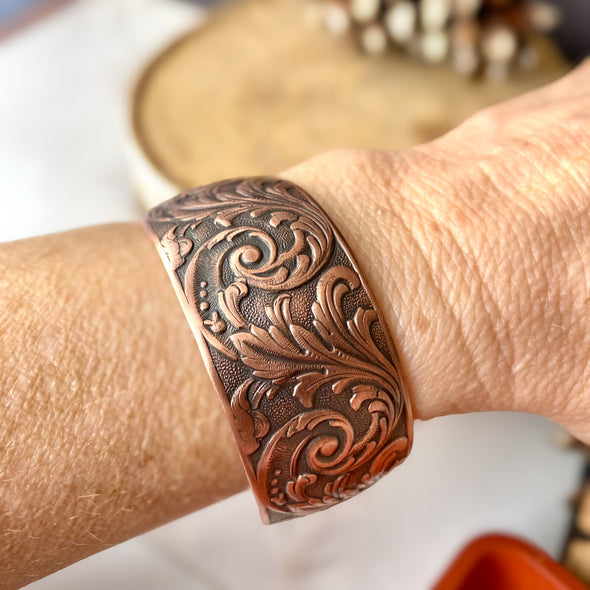 Leafy Swirl Copper Cuff