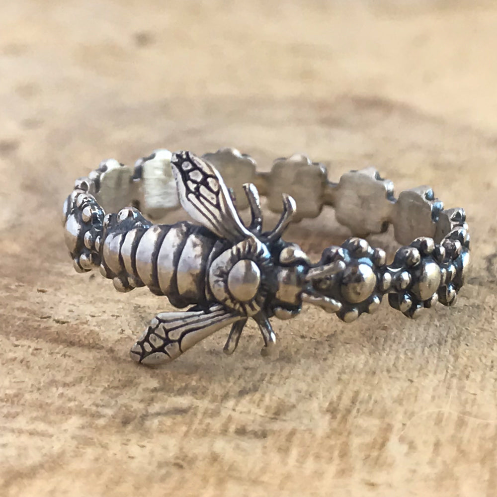 Ready to ship: Bee Ring Sterling silver Stacking Ring