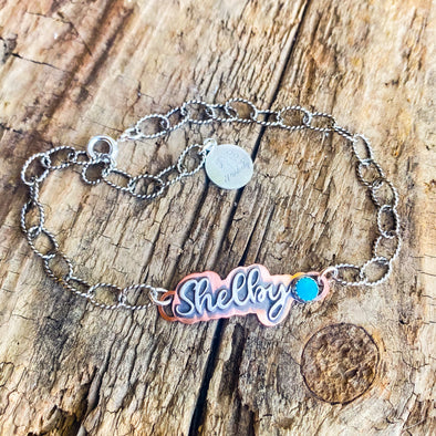 Sterling Silver & Copper Chain Bracelet