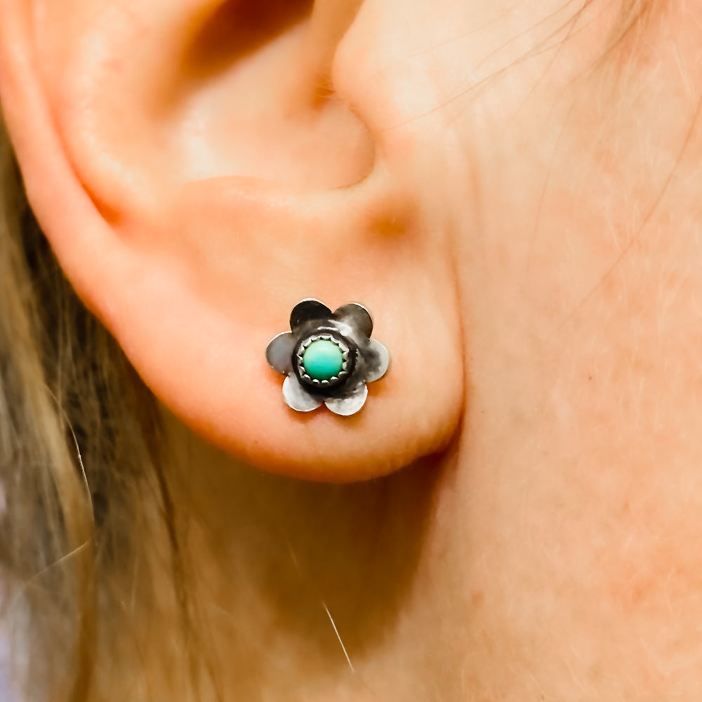 Tiny Turquoise flower Stud Earrings