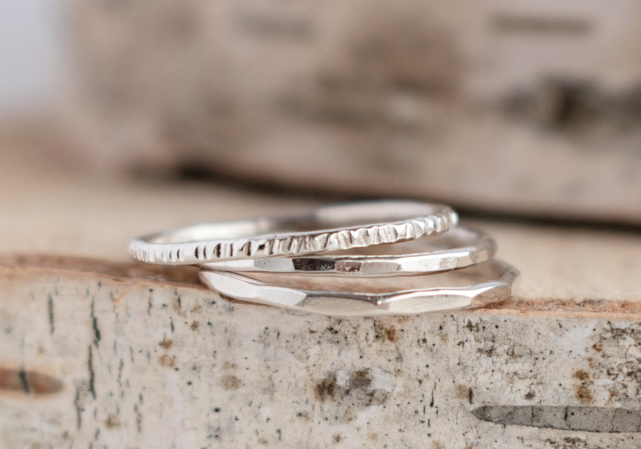 Hammered Stacking Ring Set