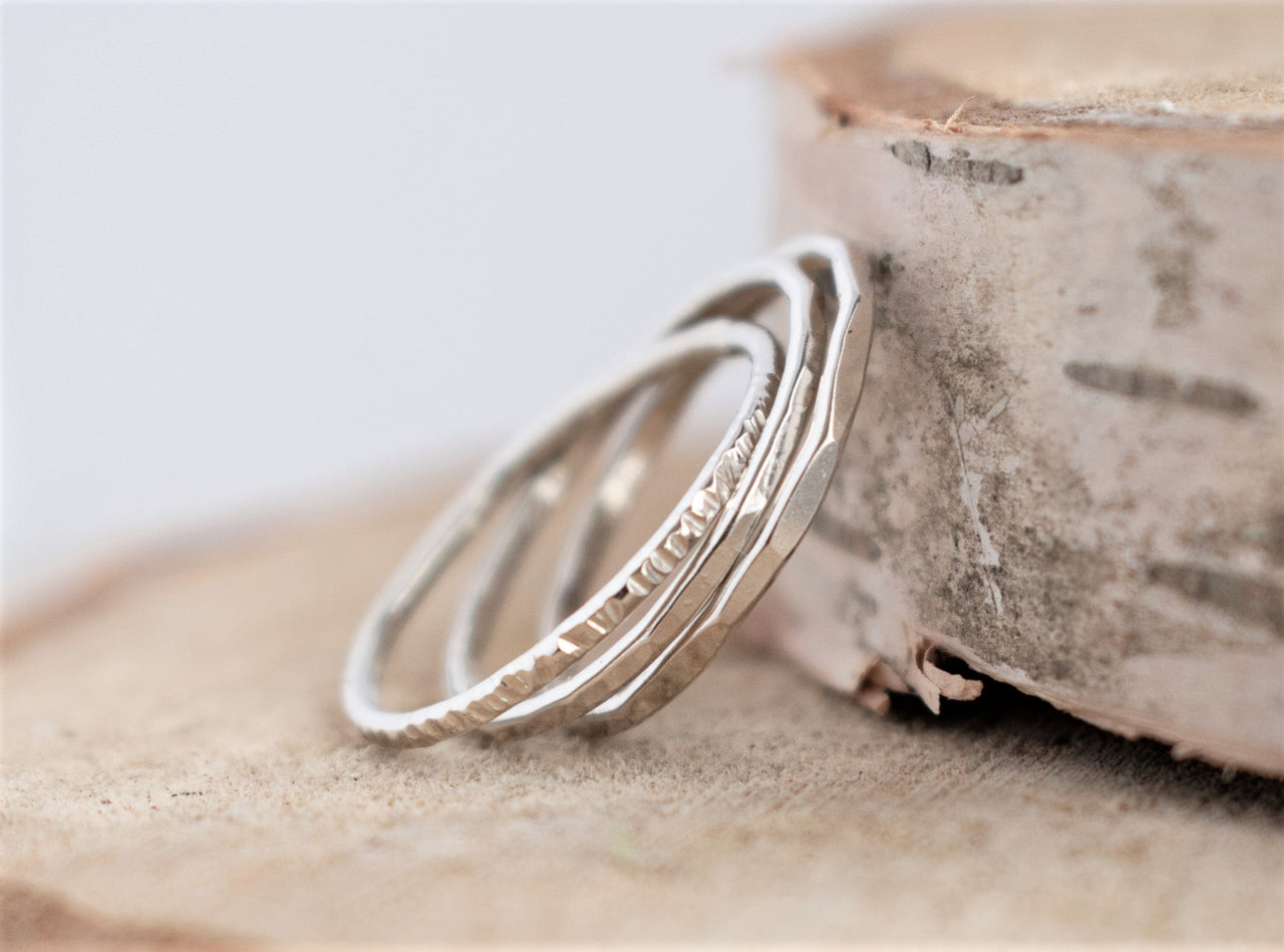 Hammered Stacking Ring Set