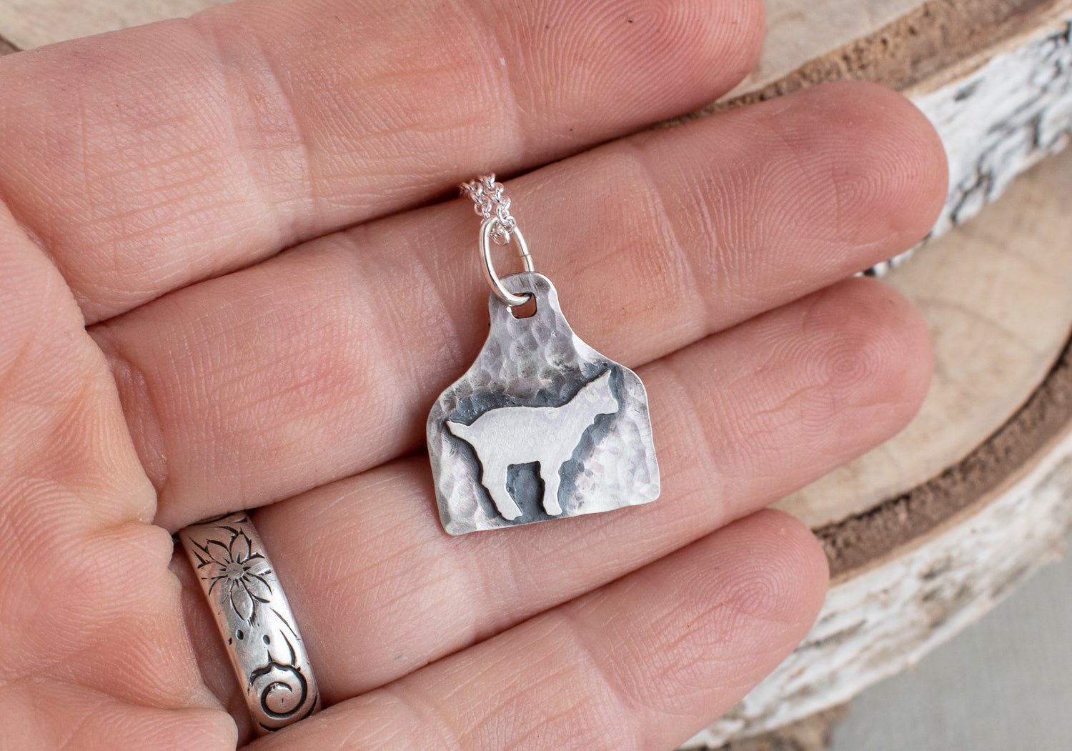 silver goat charm necklace