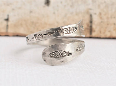 Feather Stamped Thumb Ring