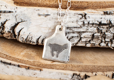 Tiny Cow Ear Tag Necklace