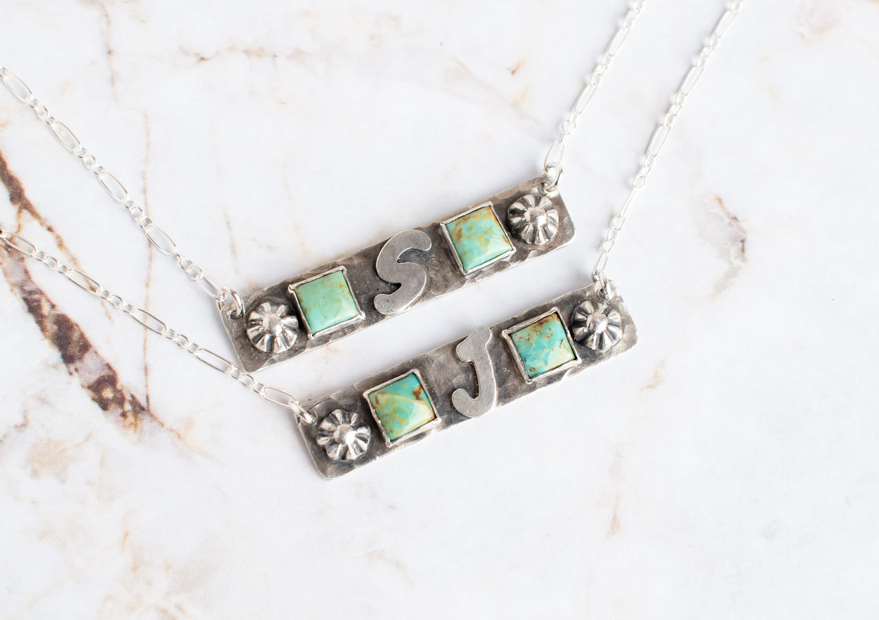 Two Turquoise Initial Bar
