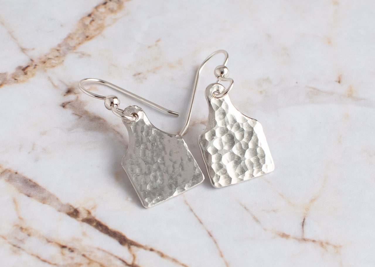 Tiny Cow Ear Tag Earrings