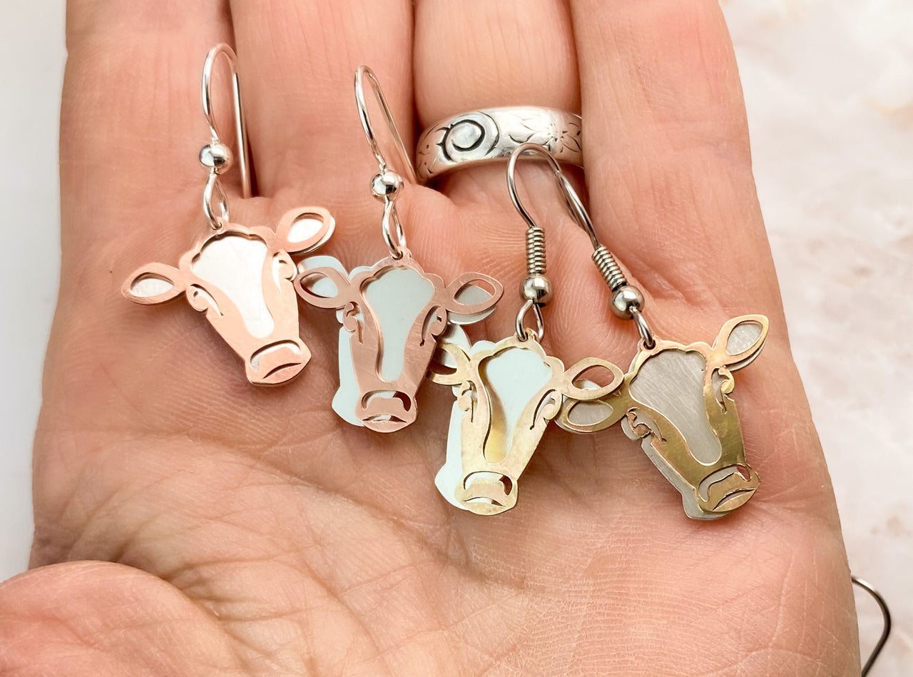 Layered Cow Earrings