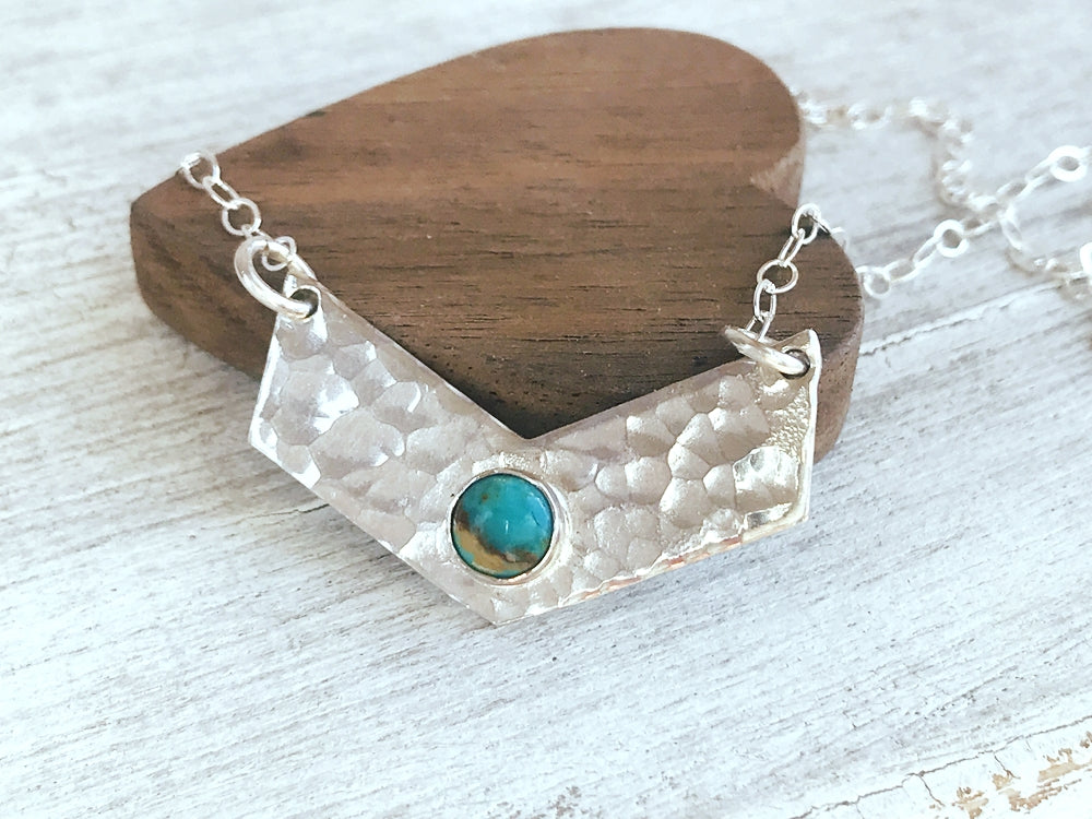 Turquoise Chevron Bar Necklace