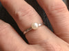 Pearl Stacking Ring Hammered Silver