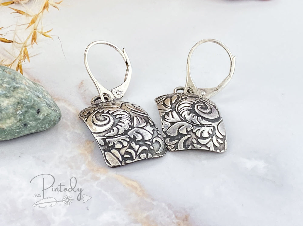 Tooled Rectangle Earrings