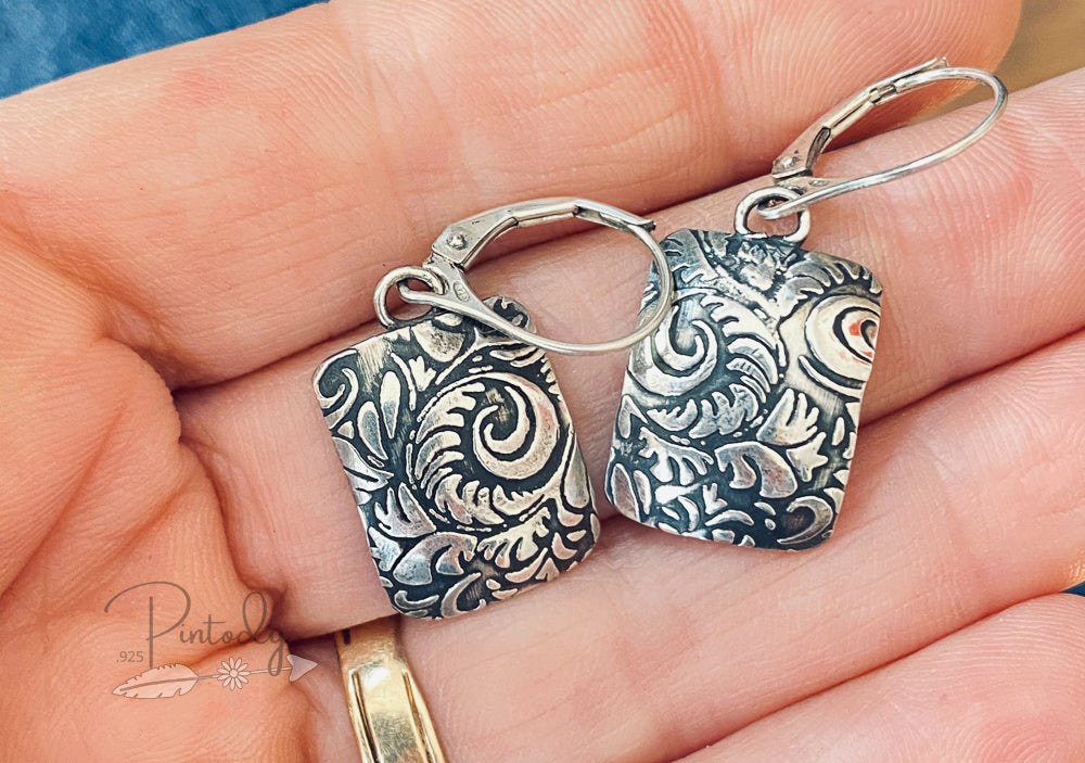 Tooled Rectangle Earrings