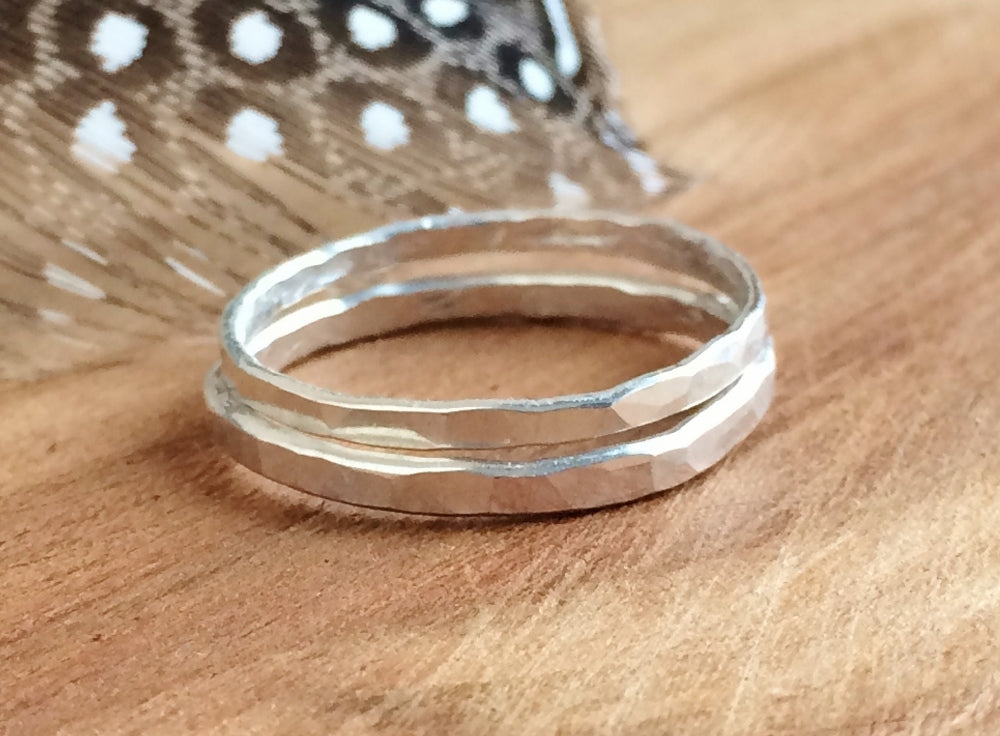 Sterling silver hammered ring band