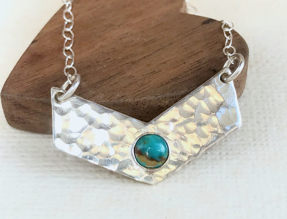 Turquoise Chevron Bar Necklace