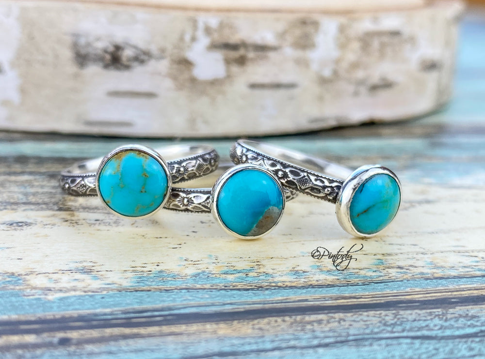 Floral Kingman turquoise ring