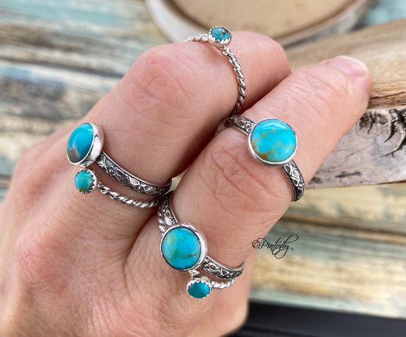 Floral Kingman turquoise ring