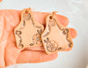 Leather Cow Tag Earrings Floral