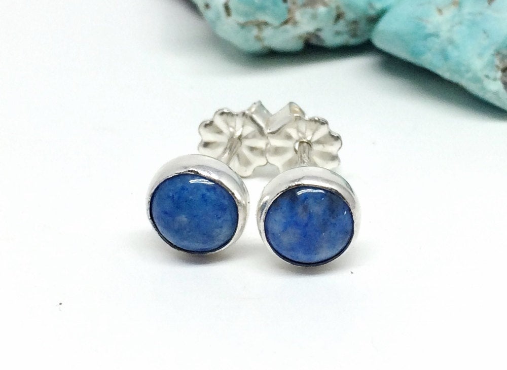 Denim Lapis Stud Earrings