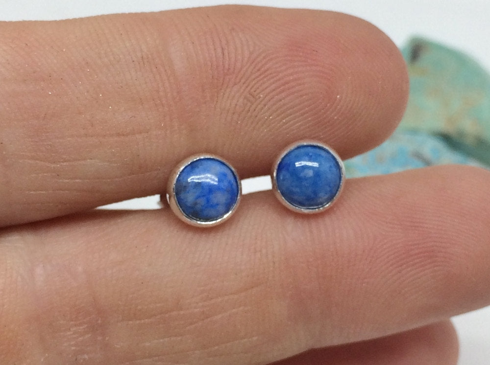 Denim Lapis Stud Earrings