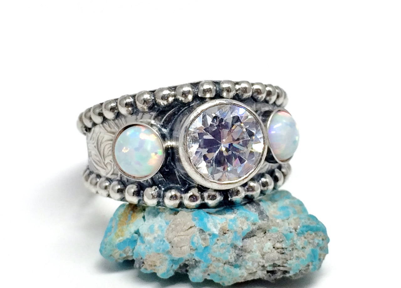 Opal western wedding ring