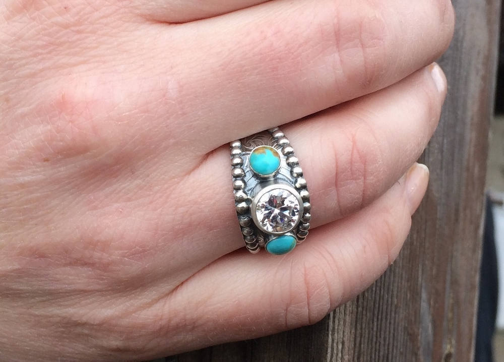 Black Onyx Western Ring with CZ